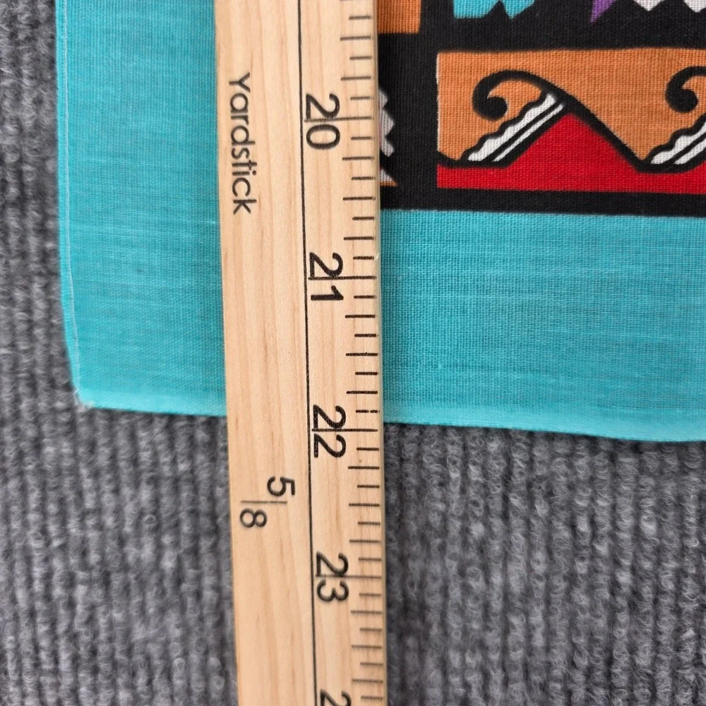 Vintage Wamcraft Bandana USA Made Turquoise Black Southwestern Tribal Scarf 22in